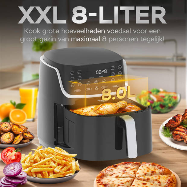 TurboTronic AF13D Airfryer XL - Heteluchtfriteuse - 8 Liter - Zwart