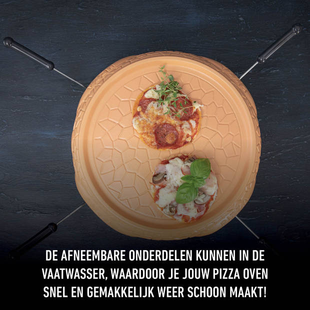 Pizza oven voor 4 personen, inclusief bakspatels, bakplaat en pizzavorm Gastronoma