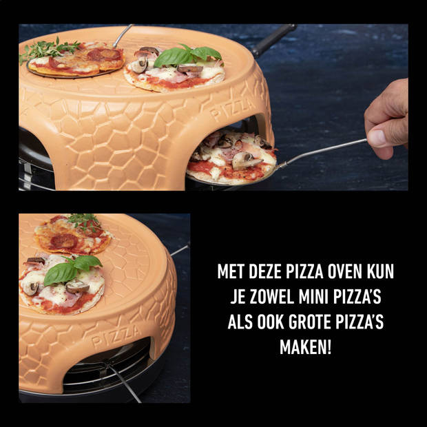 Pizza oven voor 4 personen, inclusief bakspatels, bakplaat en pizzavorm Gastronoma