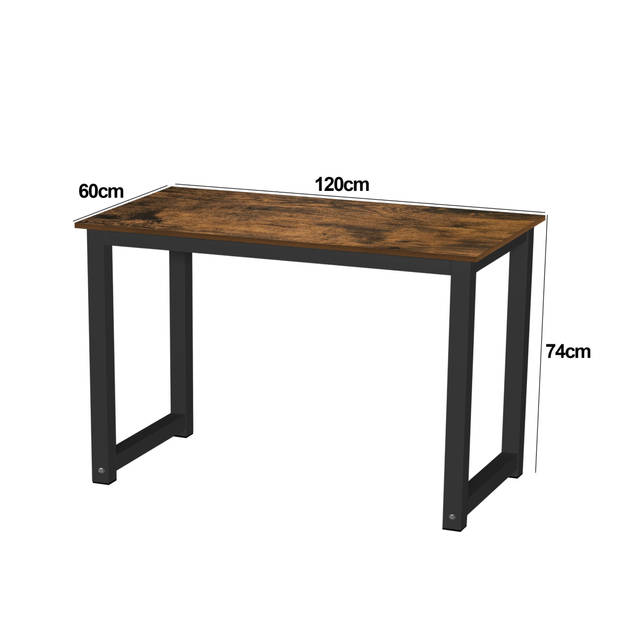 Bureau - computertafel - keukentafel - metaal hout - 120 cm x 60 cm - zwart