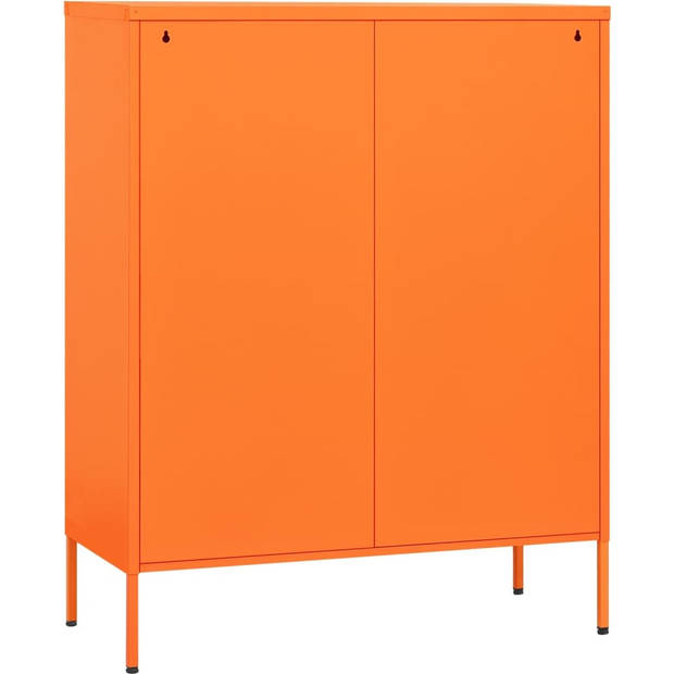 The Living Store Bijzetkast - 80 x 35 x 101.5 cm - Staal - Oranje