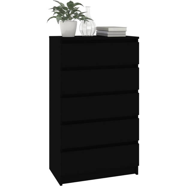 The Living Store Ladekast 5-lades - 60x36x103 - zwart