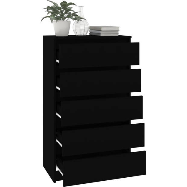 The Living Store Ladekast 5-lades - 60x36x103 - zwart