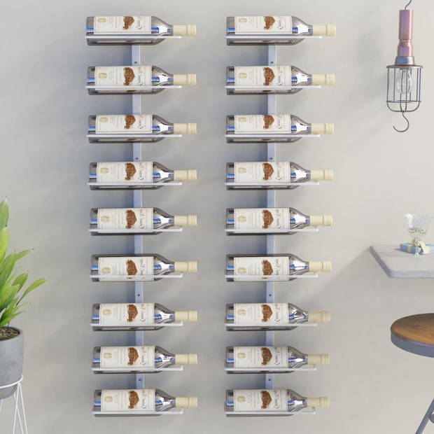 The Living Store Wandgemonteerde Wijnrek - Modern ontwerp - Hoge kwaliteit - Eenvoudig te monteren - Wit ijzer - 24 x