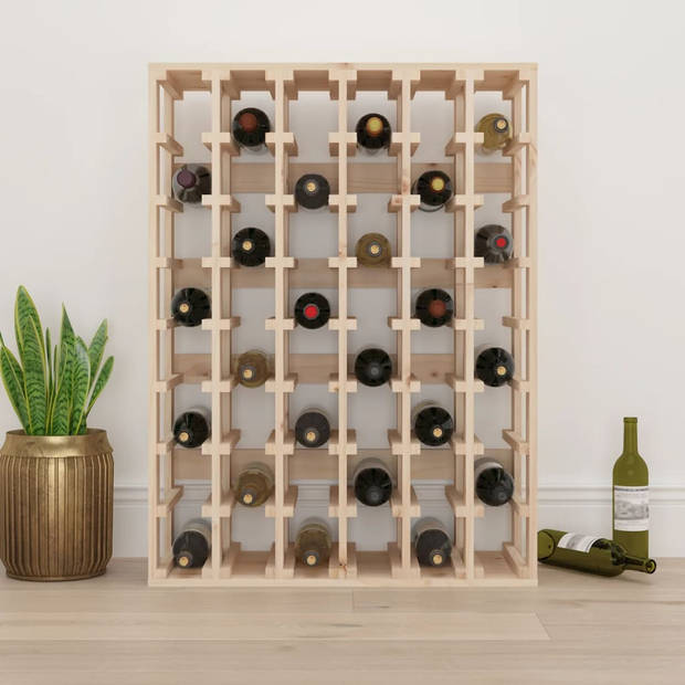 The Living Store Wijnrek Massief Grenenhout - Opbergruimte voor 48 flessen - Stabiel frame - 70x33x94cm - Wandmontage