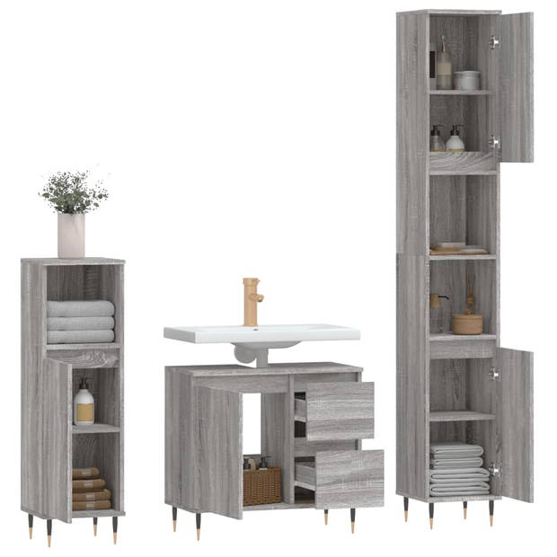 The Living Store Badkamermeubelset - Trendy - Type- Kasten - Afmetingen- 30x30x190 cm - 30x30x100 cm - 65x33x60 cm -