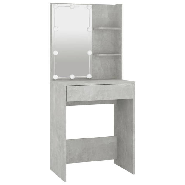 The Living Store Kaptafel Betongrijs - Voldoende opbergruimte - 60 x 40 x 140 cm - LED-verlichting met USB - Duurzaam