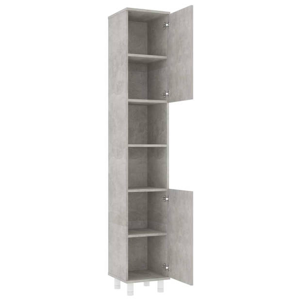 The Living Store Badkamerset - Betongrijs - Spaanplaat - Hoge kast 30x30x179cm - Wastafelkast 60x32x53.5cm -