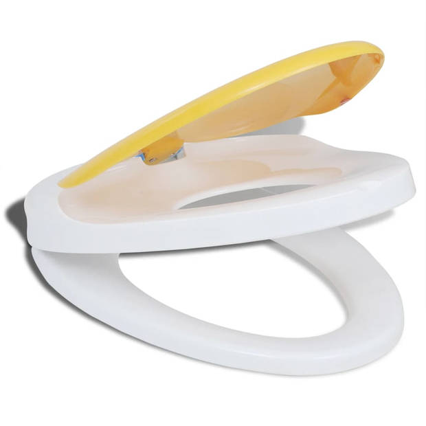 The Living Store Toiletbril Kinderbril - Polypropyleen - Soft-close - Wit en geel - 48.5 x 36.5 cm - Verstelbare