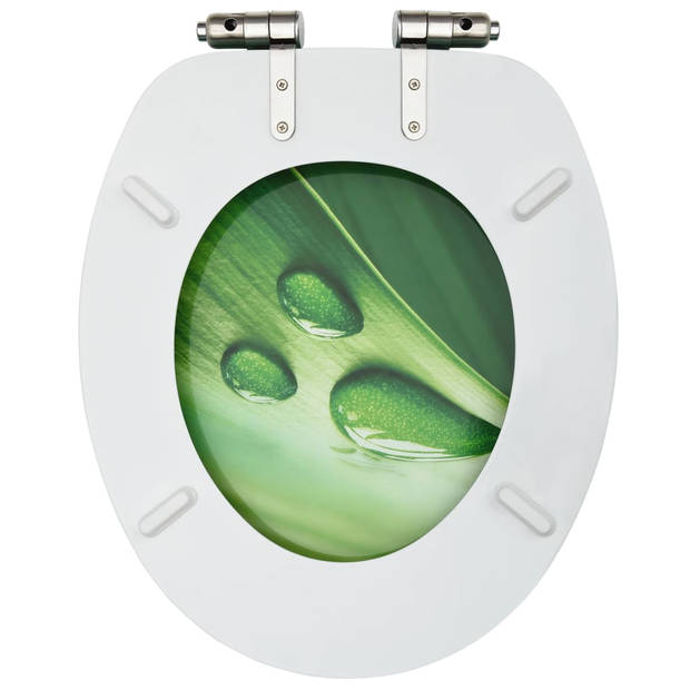 The Living Store Toiletbril - MDF - chroom-zinklegering - 42.5 x 35.8 cm - soft-close - verstelbare scharnieren - 2