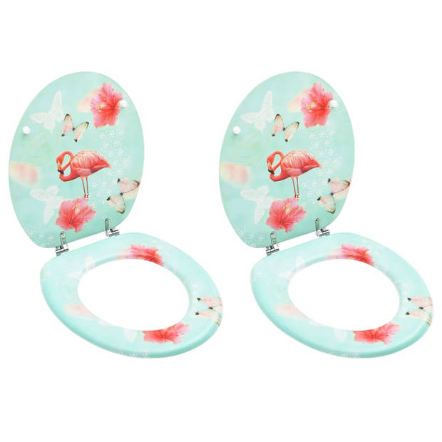 The Living Store Toiletbril - Flamingo - MDF - Chroom-zinklegering - 42.5 x 35.8 cm - 43.7 x 37.8 cm - 28 x 24 cm -