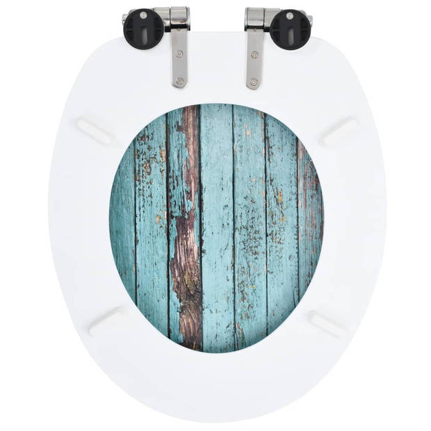 The Living Store Toiletbril - Oud hout design - Soft-close - MDF - Chroom-zinklegering - 42.5 x 35.8 cm - 43.7 x 37.8