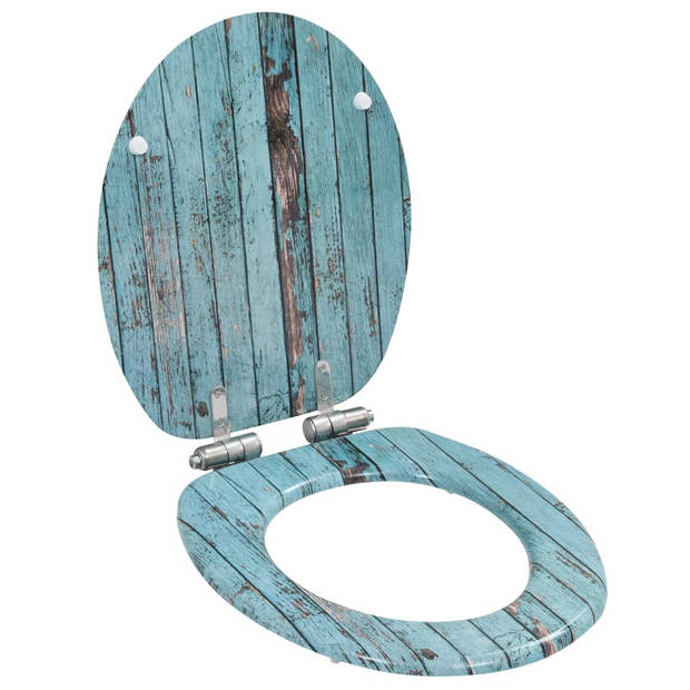 The Living Store Toiletbril - Oud hout design - Soft-close - MDF - Chroom-zinklegering - 42.5 x 35.8 cm - 43.7 x 37.8