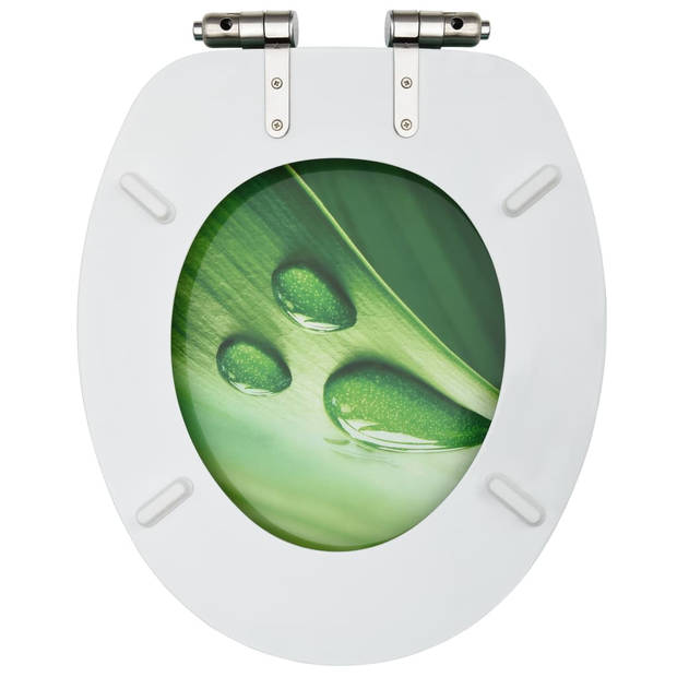 The Living Store Toiletbril - MDF - chroom-zinklegering - 42.5 x 35.8 cm - soft-close - verstelbare scharnieren - groen