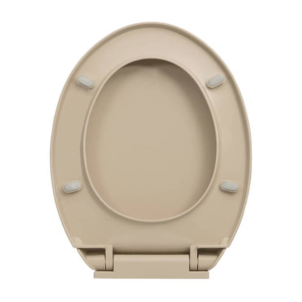 The Living Store Toiletbril - Hoogwaardig - 46 x 34 cm - Beige - Polypropyleen - Soft-close - Quick-release - Geschikt