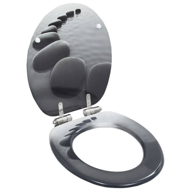 The Living Store Toiletbril - Stenen ontwerp - Soft-close - Geschikt voor meest voorkomende toiletmaten - MDF deksel -