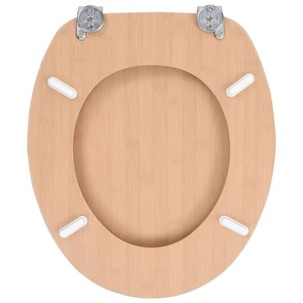 The Living Store toiletbril bamboeontwerp - MDF - chroom-zinklegering - 42.5x35.8 cm - 43.7x37.8 cm - 28x24 cm - 5 cm -