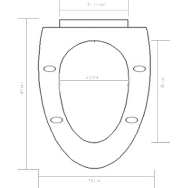 The Living Store toiletbril productgrootte - soft-close quick-release - wit polypropyleen 47x35cm 110-170mm 15mm -