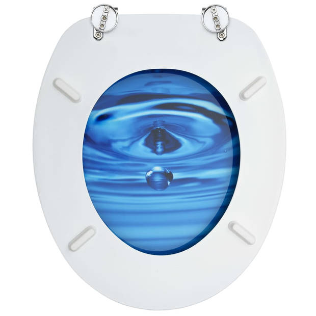 vidaXL Toiletbril met deksel waterdruppel MDF blauw