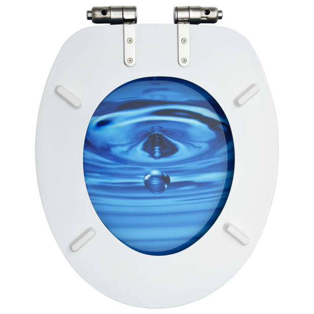 vidaXL Toiletbrillen met soft-close deksel 2 st waterdruppel MDF blauw