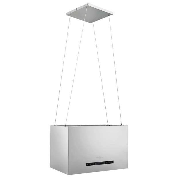 The Living Store Eilandafzuigkap - Hangend - Roestvrij Staal - 55 x 37 x (62 - 133.5) cm - LED-verlichting - 3-laags