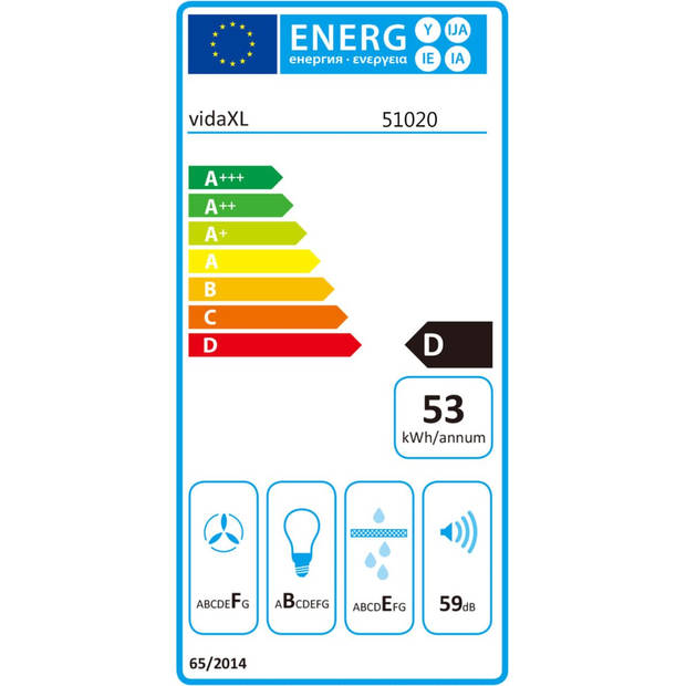 The Living Store Eilandafzuigkap - Hangend - Roestvrij Staal - 55 x 37 x (62 - 133.5) cm - LED-verlichting - 3-laags