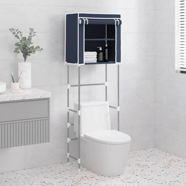 The Living Store Toiletrek - 2-laags Opbergrek - Stabiele structuur - Ruimtebesparend - Flexibel gordijn - Opvallend