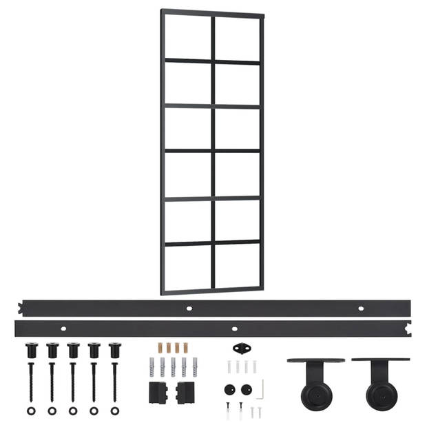 The Living Store Schuifdeur - Deurglas van transparant ESG-glas - Aluminium frame - Afmetingen- 76x205 cm - Geruisloos