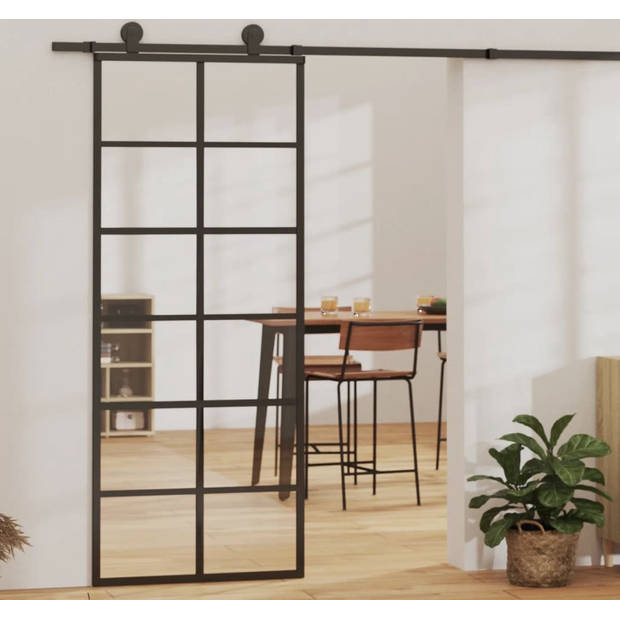 The Living Store Schuifdeur - Transparant ESG Glas - Alu Frame - Geruisloze Deurdemper - Inclusief Montageaccessoires -