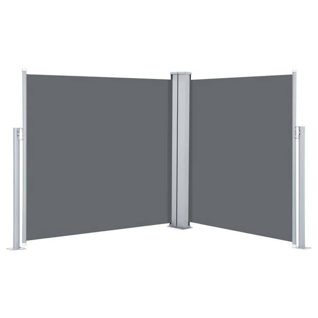 The Living Store zijluifel Retractable - 100 x (0-600) cm - Uittrekbaar - Antraciet - UV-bestendigWaterdicht polyester