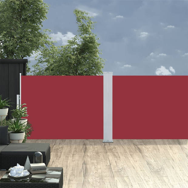 The Living Store Zijluifel Groot - 120 x (0 - 1.000) cm - Rood - Uittrekbaar - Automatische terugrol - Polyester met