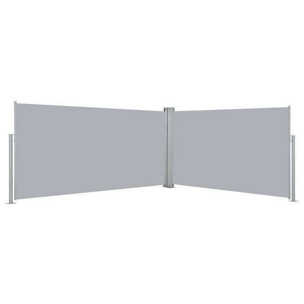 The Living Store Terrasscherm - Zonne- en windscherm - 160 x (0-600) cm - Grijs - UV-bestendig - Dubbele cassette -