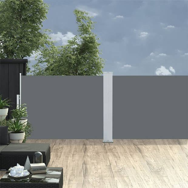 The Living Store Zijluifel - Grote - uittrekbare - dubbele luifel - 120 x (0 - 1000) cm - Antraciet - UV-bestendig