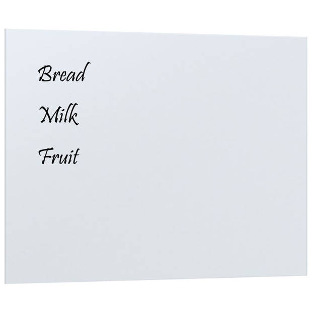 The Living Store White Glass Magnetic Bulletin Board - 80 x 60 cm - Dry-Erase - Durable Tempered Glass - Multipurpose