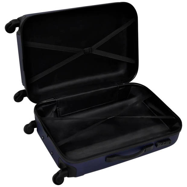 The Living Store Hardcase Kofferset - Blauw - ABS - S- 45.5x30x20 cm / M- 55x36x22 cm / L- 66x41x24 cm - Spanriemen -