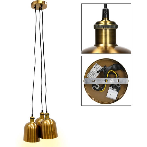 Limineo Hanglamp Goud - 3 kappen - 100 cm