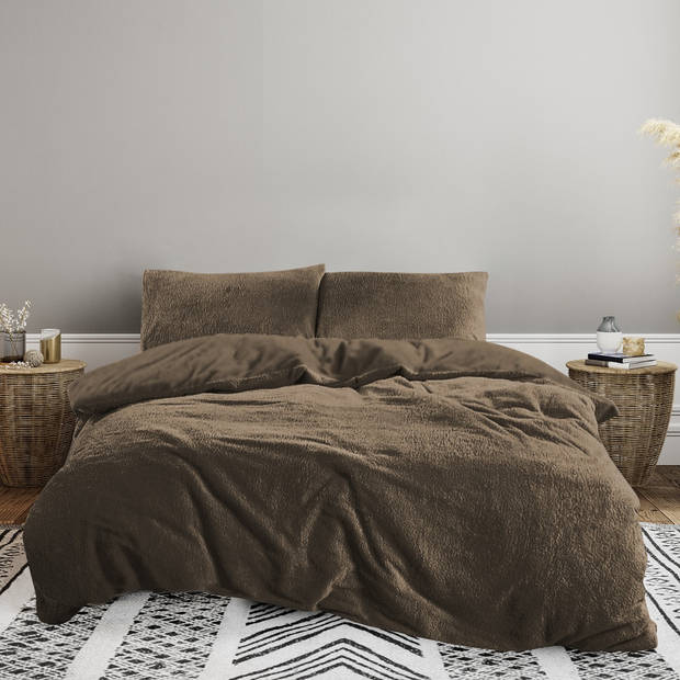 Eleganzzz Dekbedovertrek Teddy Pluche - taupe 140x200/220cm