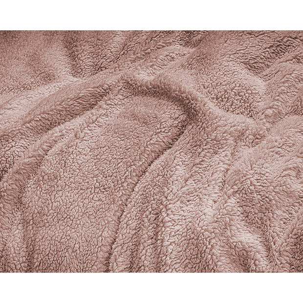 Eleganzzz Dekbedovertrek Teddy Pluche - licht roze 200x200/220cm