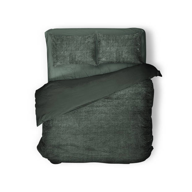 Eleganzzz Dekbedovertrek Teddy Pluche - donker groen 240x200/220cm