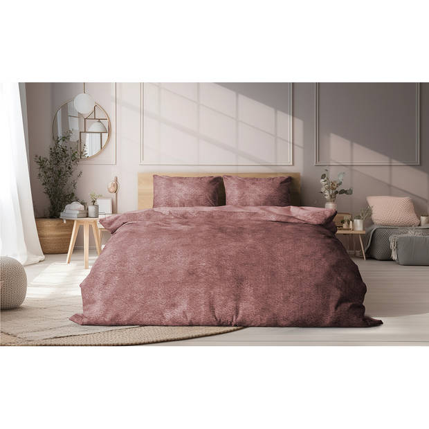 Eleganzzz Dekbedovertrek Flanel Fleece - oud roze 200x200/220cm