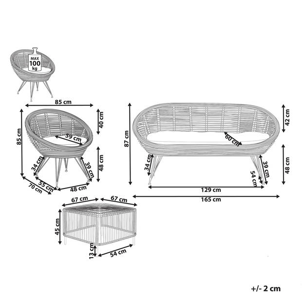 Beliani MARATEA/CESENATICO - Zitgroep-Natuurlijk-Rotan