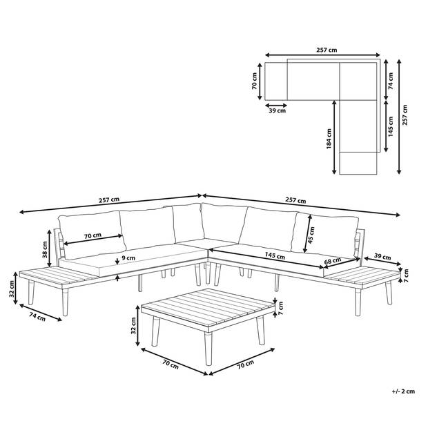 Beliani CORATO - Loungeset-Grijs-Acaciahout