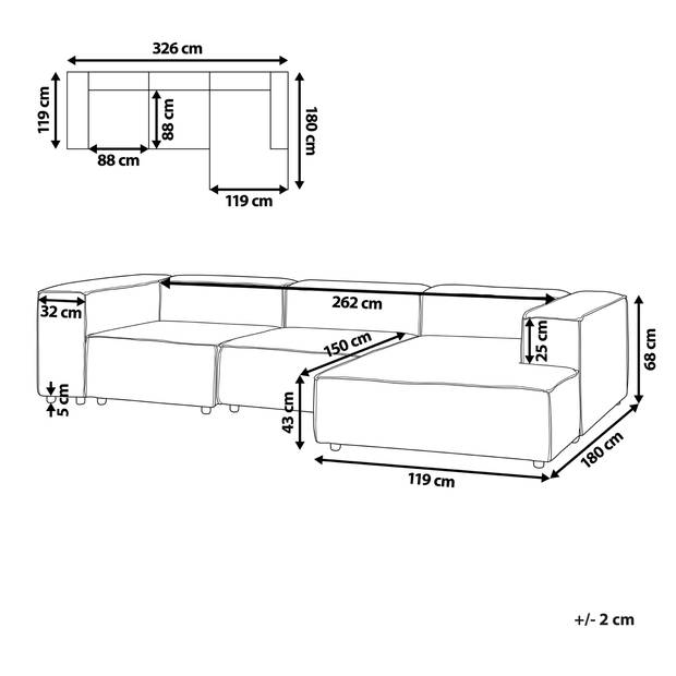 Beliani APRICA - Modulaire Sofa-Grijs-Linnen