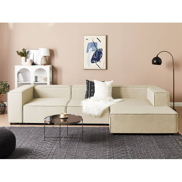 Beliani APRICA - Modulaire Sofa-Beige-Linnen