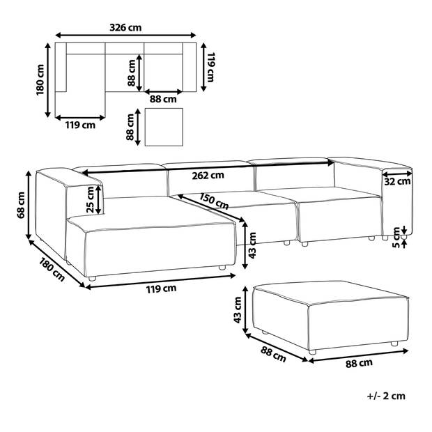 Beliani APRICA - Modulaire Sofa-Beige-Linnen