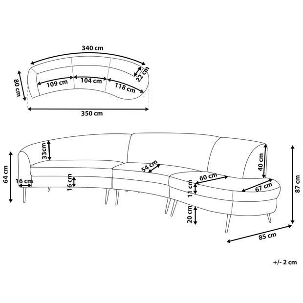 Beliani MOSS - Modulaire Sofa-Roze-Fluweel