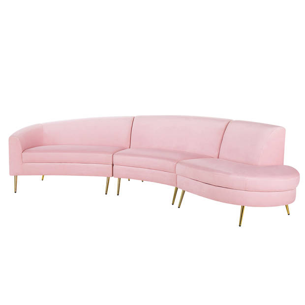 Beliani MOSS - Modulaire Sofa-Roze-Fluweel