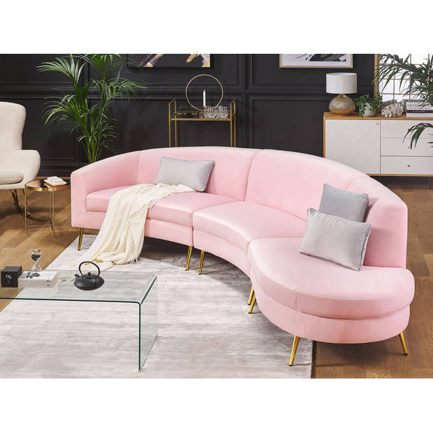 Beliani MOSS - Modulaire Sofa-Roze-Fluweel