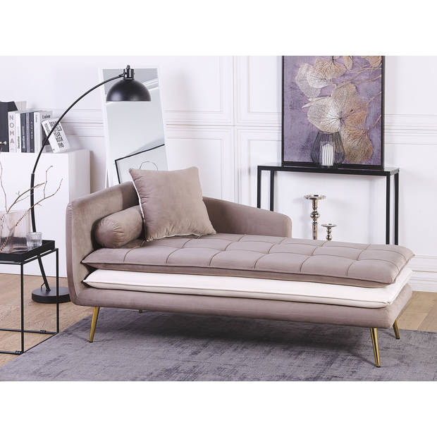 Beliani GONESSE - Chaise longue-Bruin-Fluweel