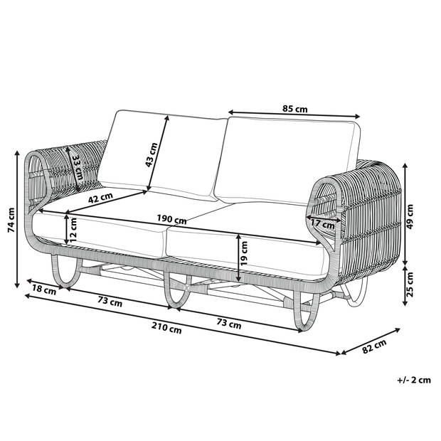 Beliani DOLCEDO - Tuinsofa-Natuurlijk-Rotan